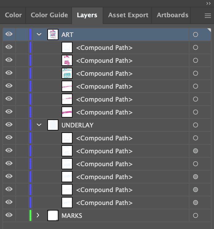 Illustrator layers panel showing clean compound paths